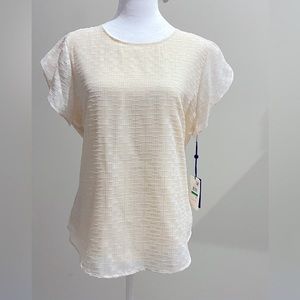 NWT DKNY Ruffle Sleeve Cream and Gold Blouse